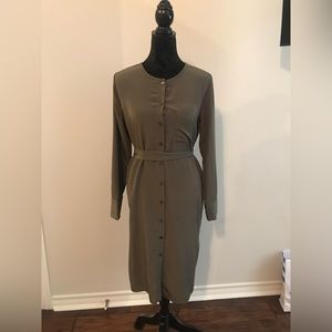 Who What Wear Army Green Utility Button-down Dress - Size Large